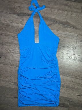 Garage Blue Halter Mini Dress Size Medium Y2K